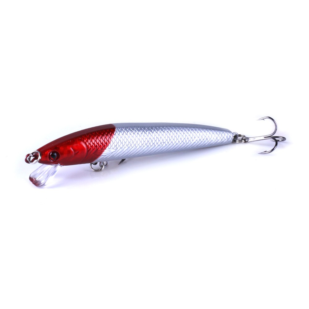 Hengjia 5pcs Umpan Pancing Ikan Minnow Popper Vib Kepala Merah Bahan Plastik