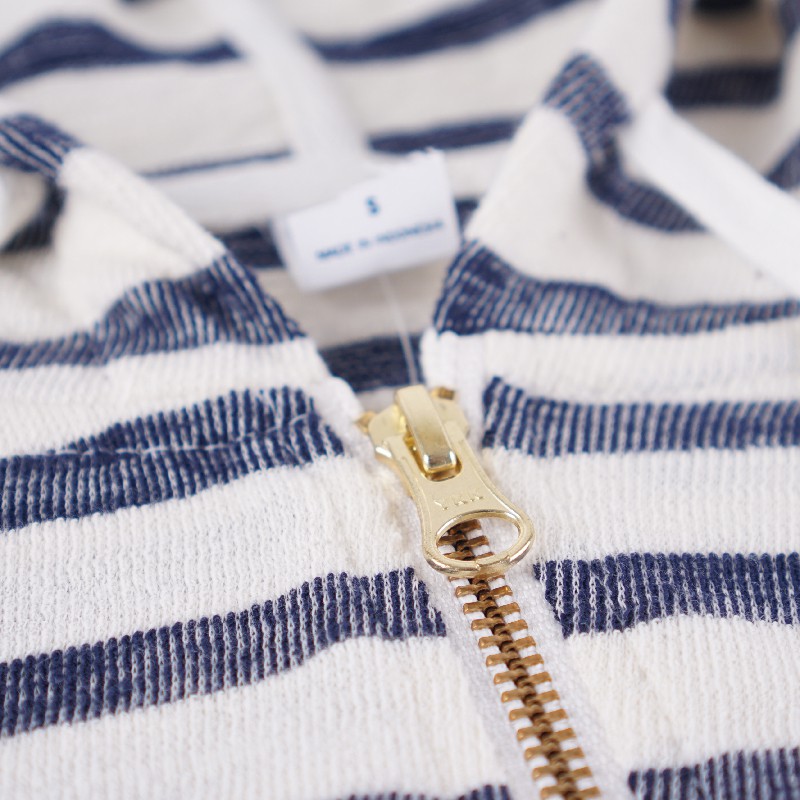 Hoodie wanita| Full zipper Slub Knit Relaxed Stripe-4