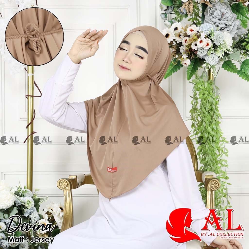 HIJAB INSTAN PREMIUM DEVINA TALI KEPANG ROPEL ORI AL-COLLECTION BERGO PET JILBAB INSTAN BERGO MARYAM ROPEL HIJAB TALI ULIR BERGO ROPEL