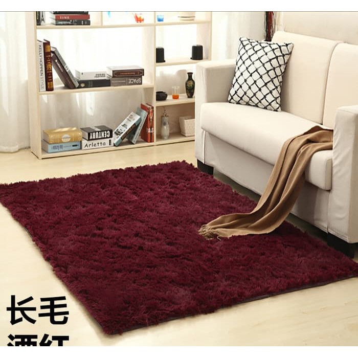 Karpet bulu korea Lembut shaggy karpet Velvet Yoga Anti-skid 100x150cm - Hitam