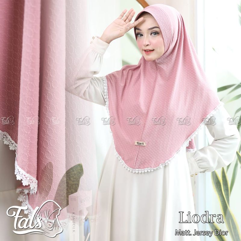 [ Ori Fals ] LIODRA ••hijab instan Jersey dieor••hijab pet motif renda