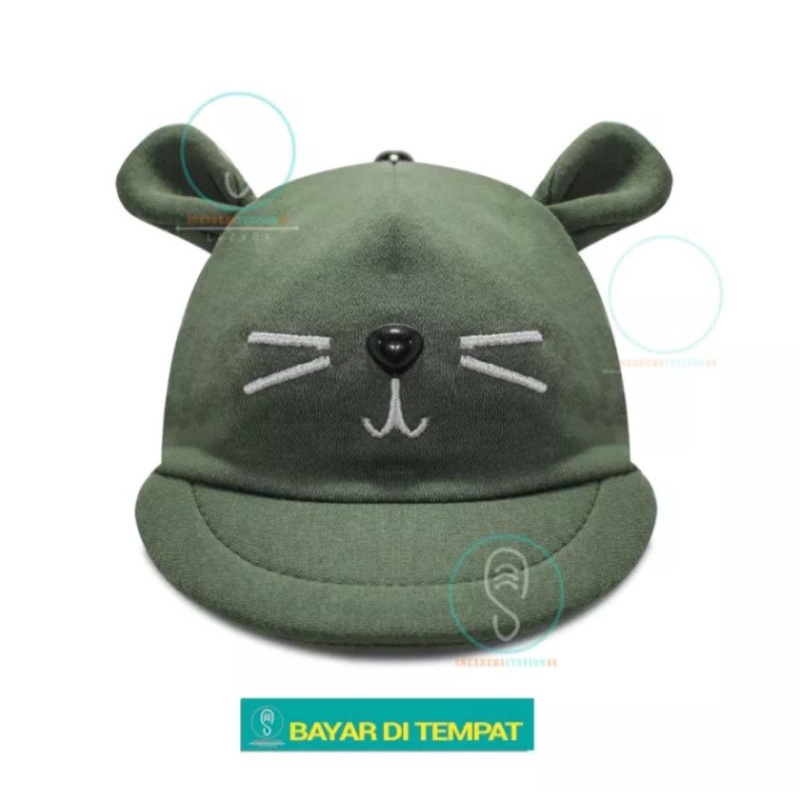 Topi Bayi/Topi Anak/Topi Apolo Bayi. Usia 0 - 2 Tahun-KUCING [ARMY]