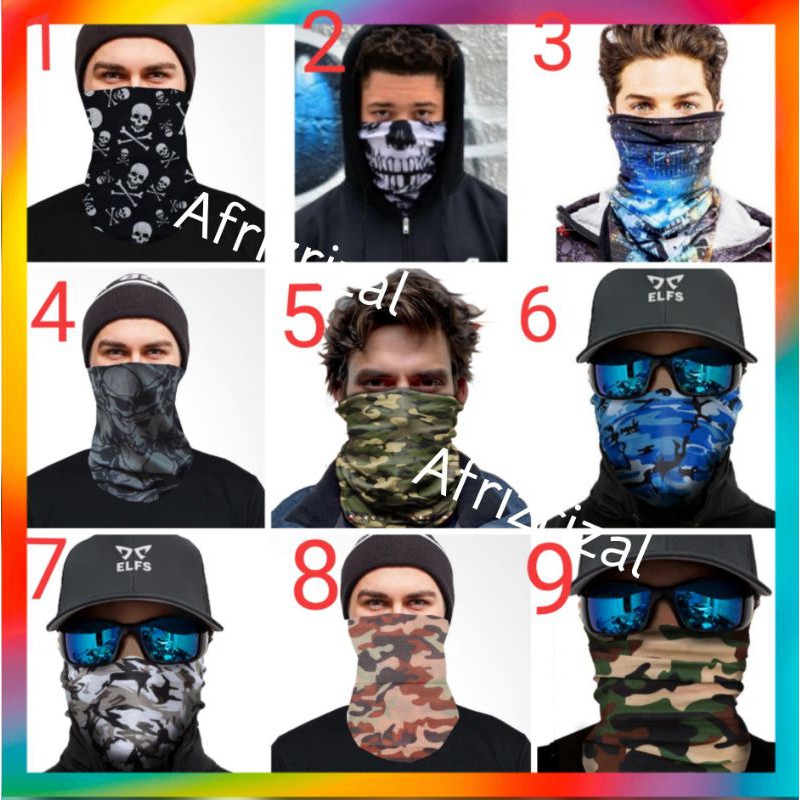 Kamuflase Syal Masker Buff  Anti Debu UV Slayer Bandana Camo Multifungsi Baff Sepeda Motor