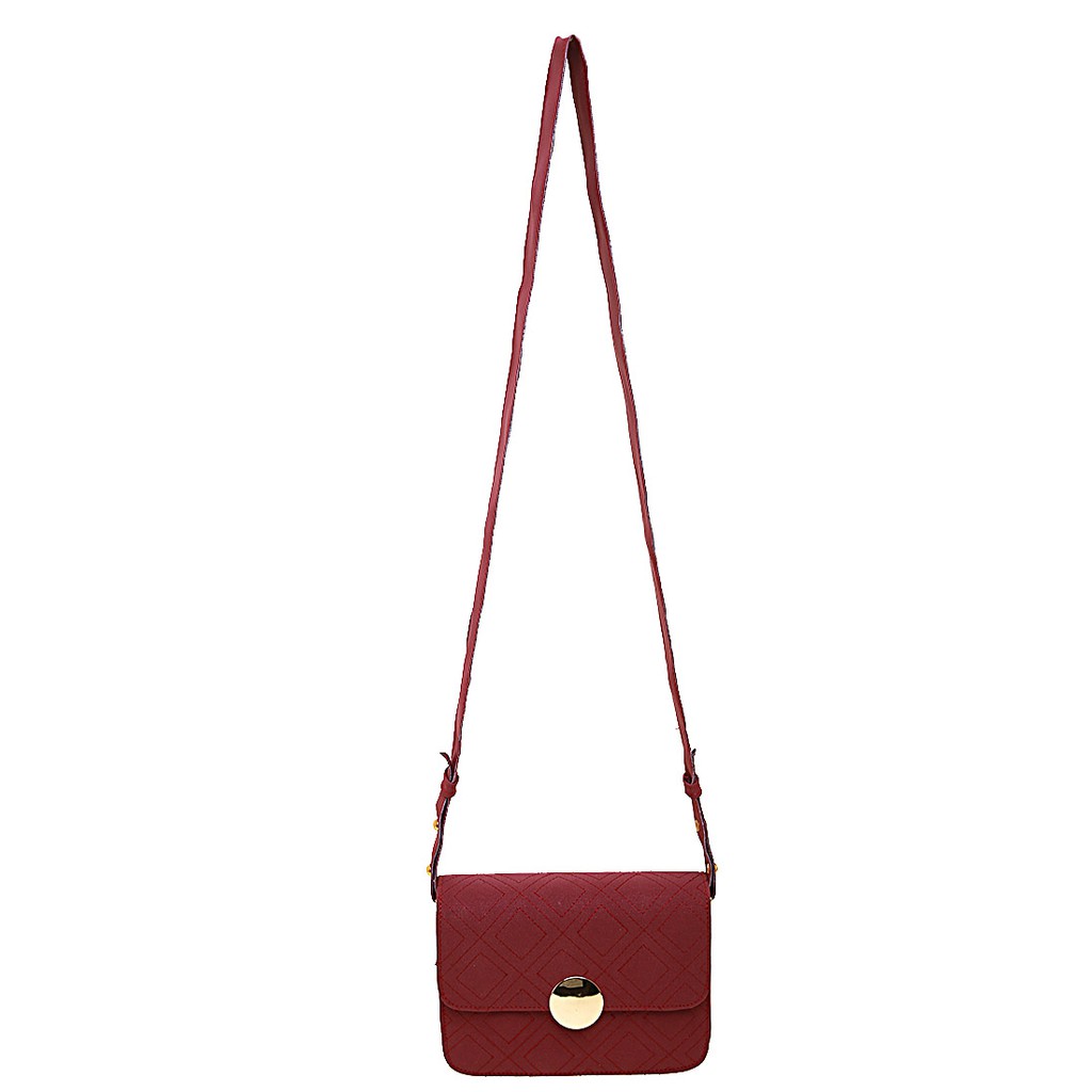 Fizva Tas Selempang Wanita Design Simple Tali Panjang Quality Premium - Maroon