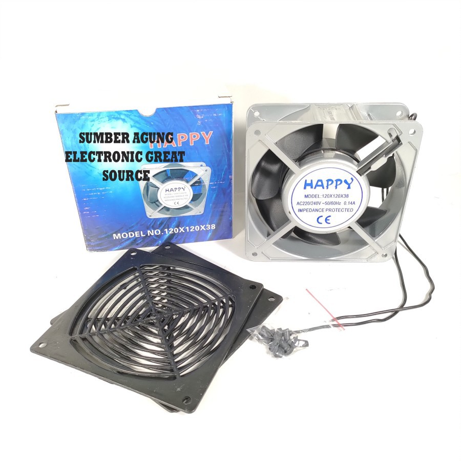 Kipas Besi AC 220V 240V 120x120x38 12cm Fan Listrik Serbaguna Merk Hap