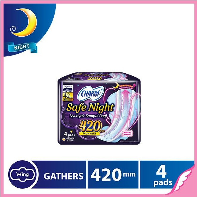 PEMBALUT Wanita Terpanjang 42 cm Isi 4 CHARM - 42cm  Safe Night Butterfly Wing 420mm