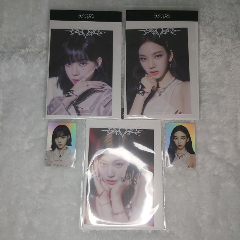 Ready Stock Sealed Aespa Savage MD Postcard + Hologram Photo Card PC Set Karina Winter Ning Ning Gis