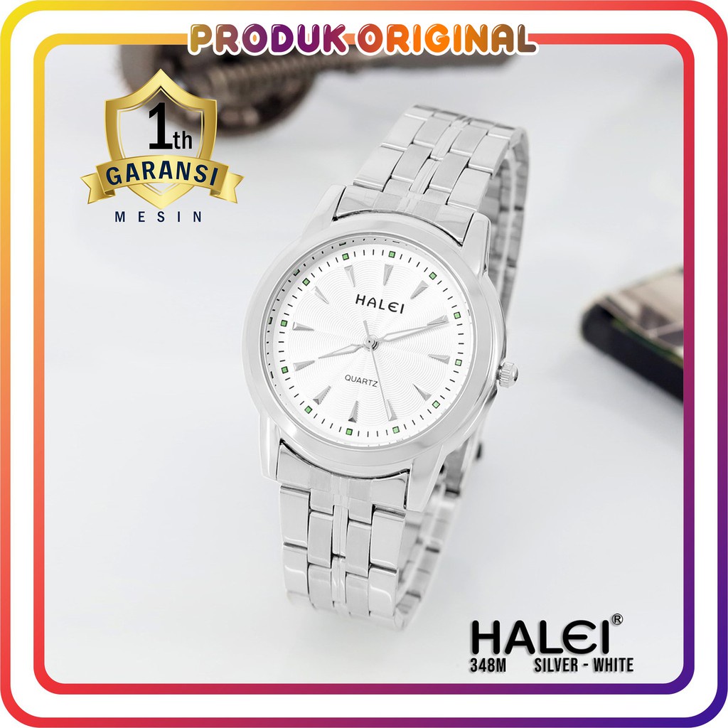 COD JAM TANGAN PRIA HALEI ORIGINAL 348 POLOS SILVER WATER RESISTANT STAINLES STEEL