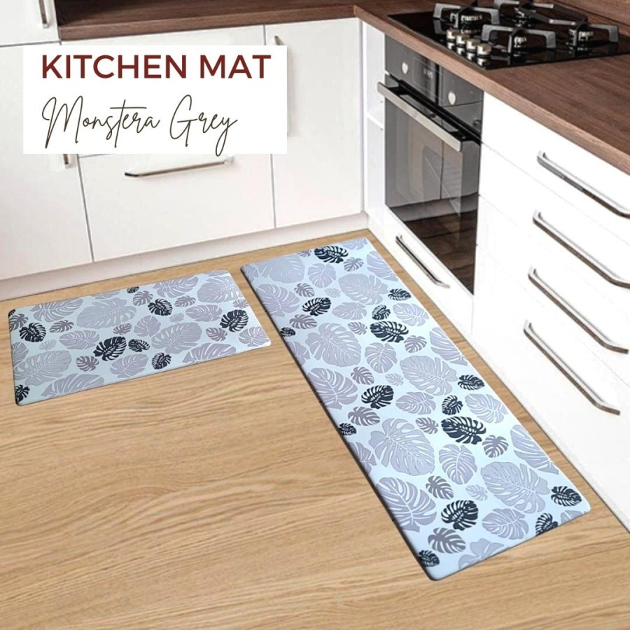 Exclusive Kitchen Mat 2 in 1 Keset Dapur Anti Slip Monstera Grey