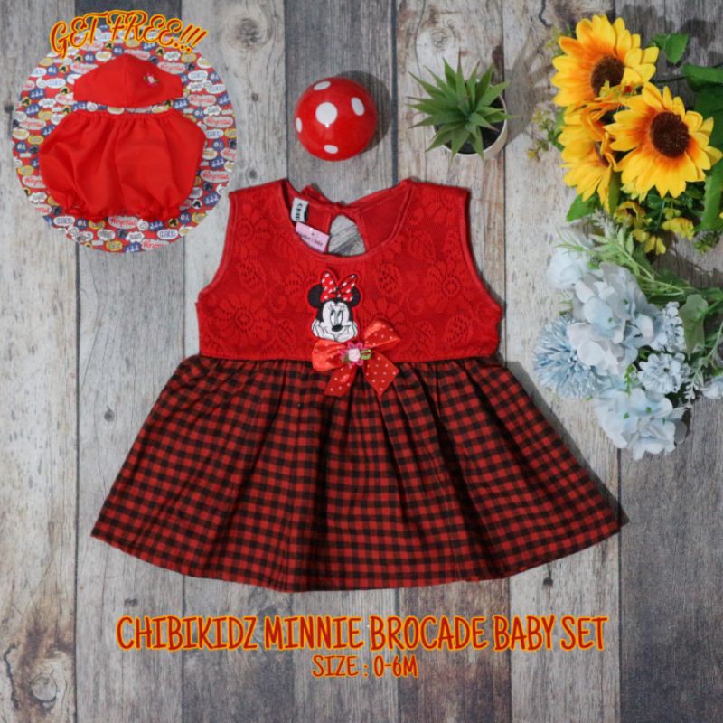 Dress Bayi 0 6 Bulan Chibikidz Minnie Brocade Baby Set