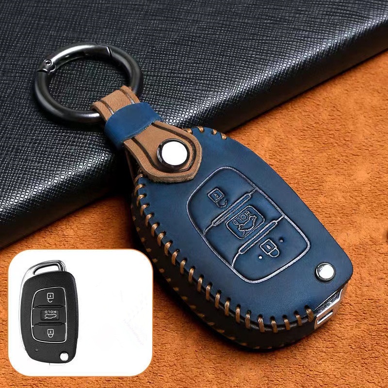 Casing Kunci Mobil Keyless Bahan Kulit Untuk Hyundai Ioniq hybrid Elantra Tucson Reina Santa Feen