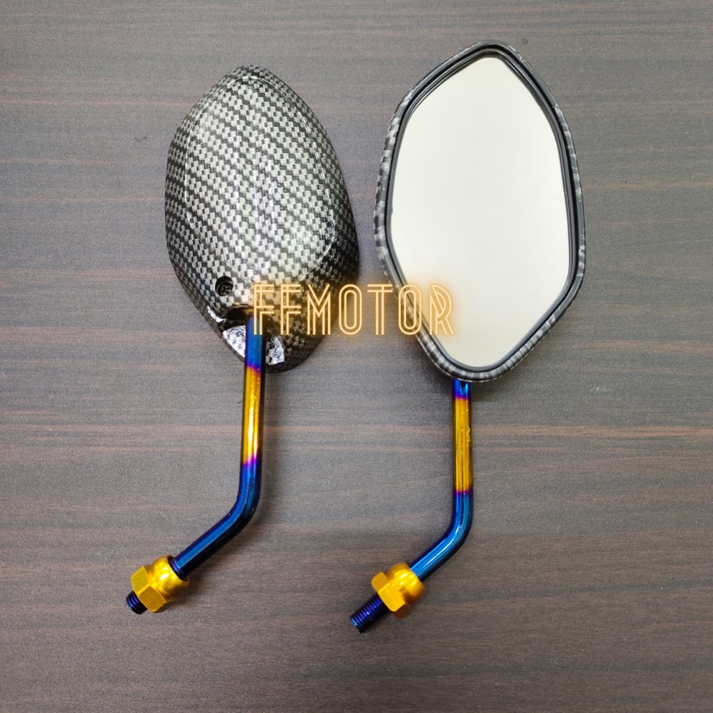 Spion Carbon Chrome Beat Drat Honda / Spion Karbon Chrome Beat Vario Scoopy Dll-TWOTONE PENDEK