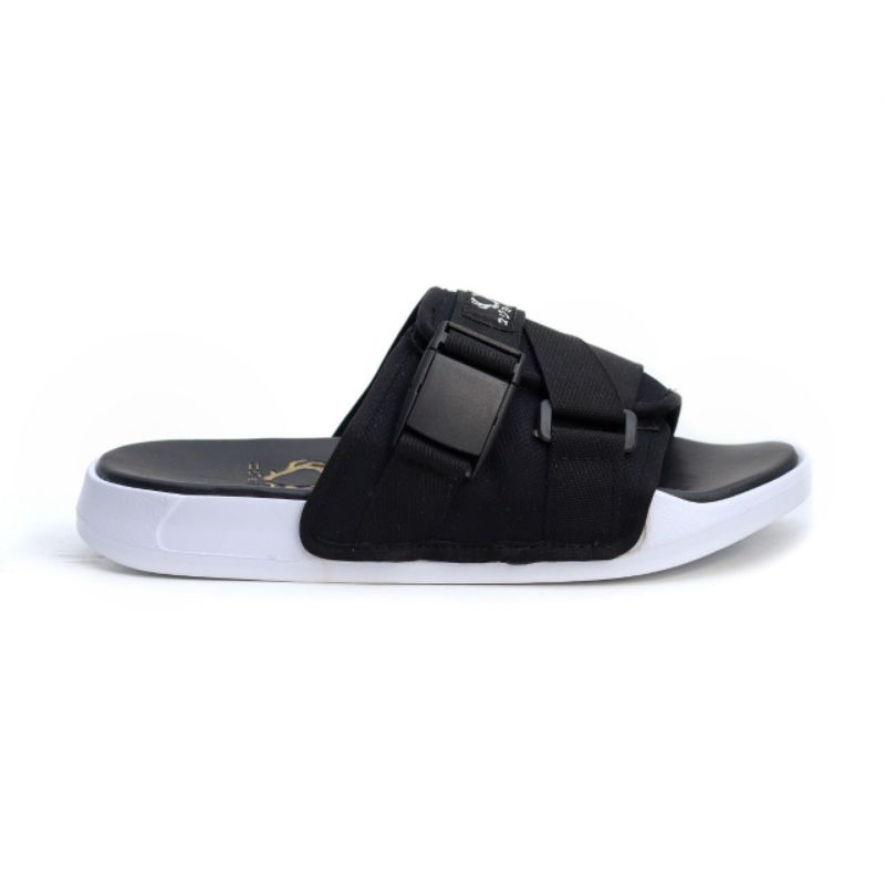 HANZO GREY| Sandal Slide fashion hitam/sandal pria/ Slop Pria BAYAR DI TEMPAT Sandal Slip On Pria 05