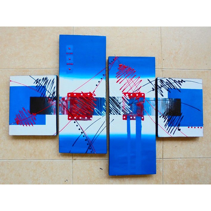 Lukisan Abstrak Modern Warna Biru Putih Shopee Indonesia