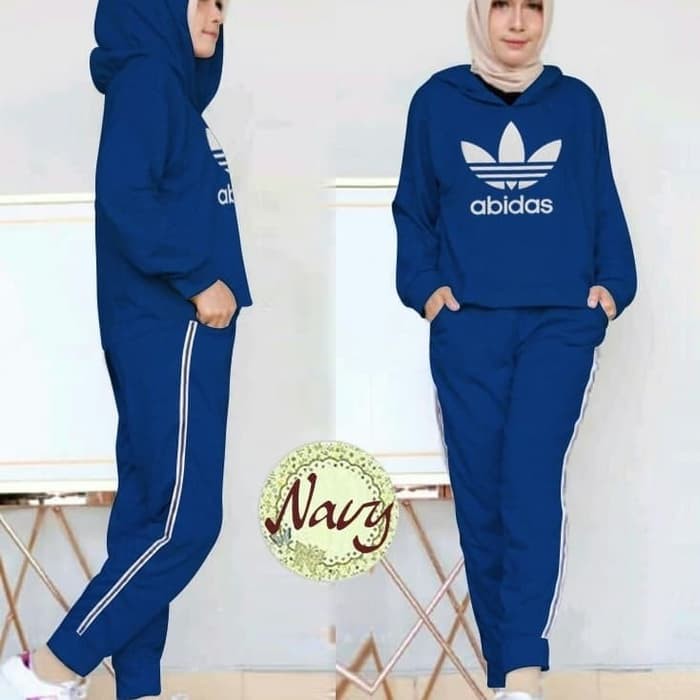 SETELAN TRAINING ADIDAS HOODIE BAJU OLAHRAGA WANITA   Terusan