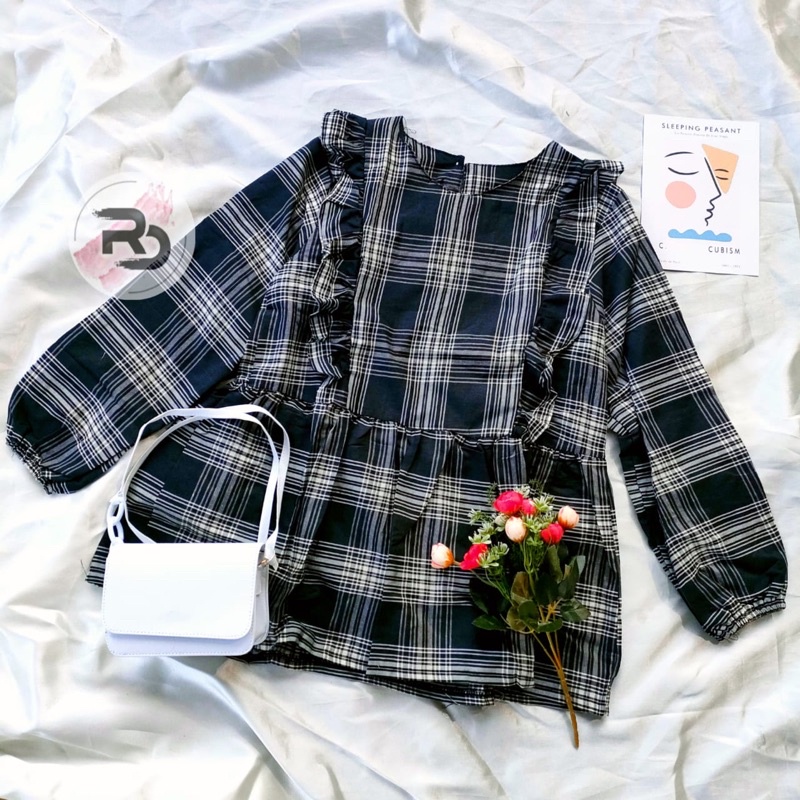 RD FASHION CIRELEA BLOUSE - BLOUSE MUTHIA FIT TO L-HITAM KOTAK BESAR