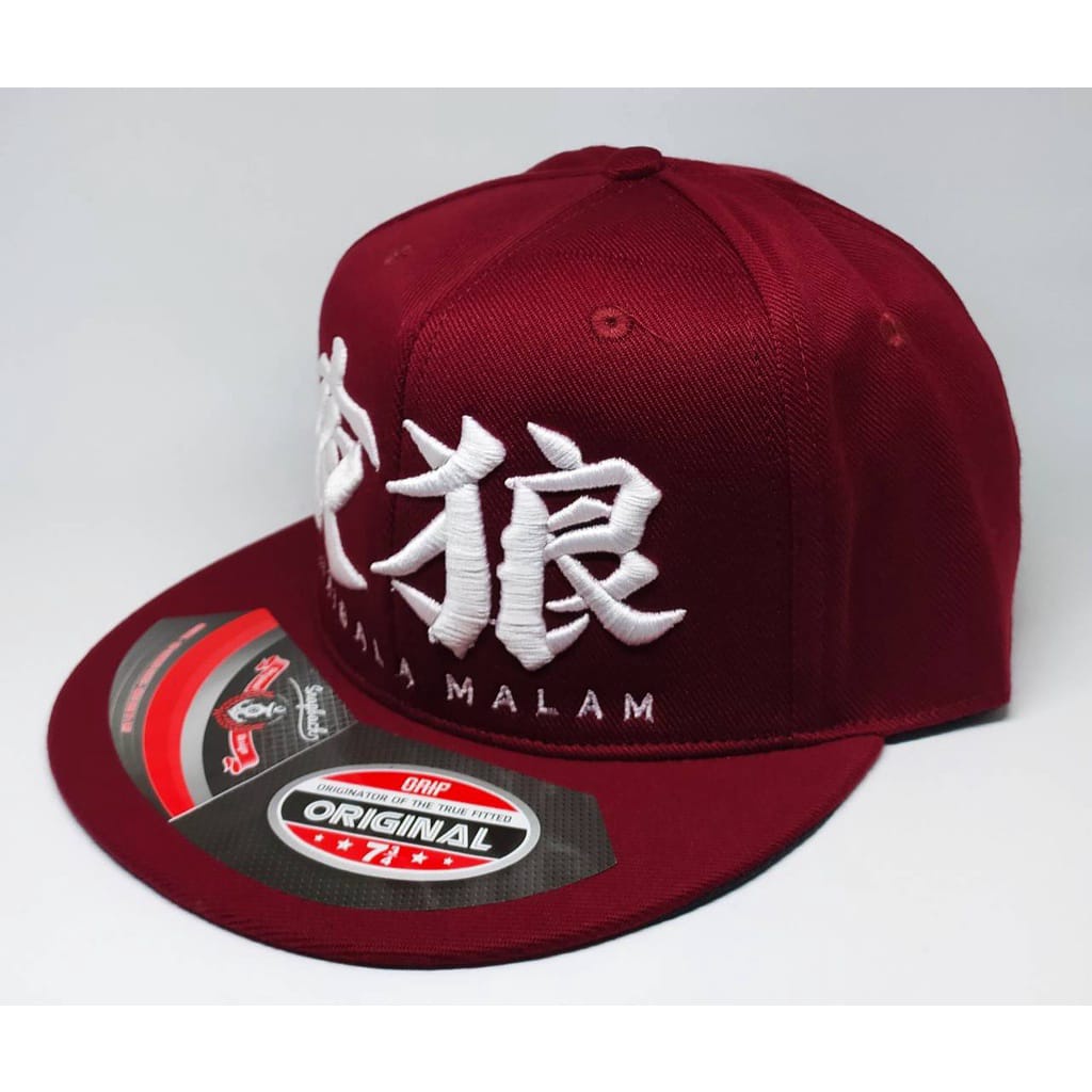 Topi Snapback Premium Serigala Malam Logo Tulisan Jepang Unisex