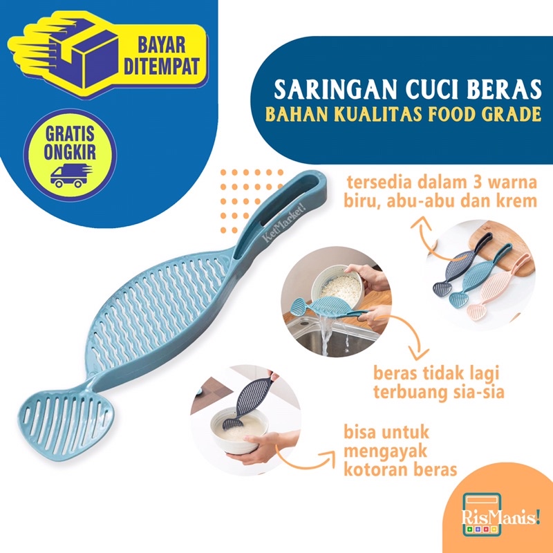 RICE WASHING STRAINER - Alat Saring Cuci Beras Sendok Saringan Sayuran Penyaring Buah Makanan Dapur