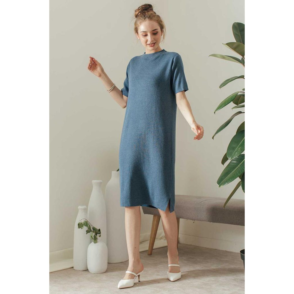 AUTUMN KNIT DRESS BEATRICE CLOTHING - KNIT MIDI DRESS - BROWN