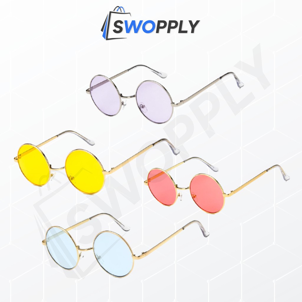 Swopply K203 Kacamata Bulat Hitam Sunglasses Fashion Wanita Pria