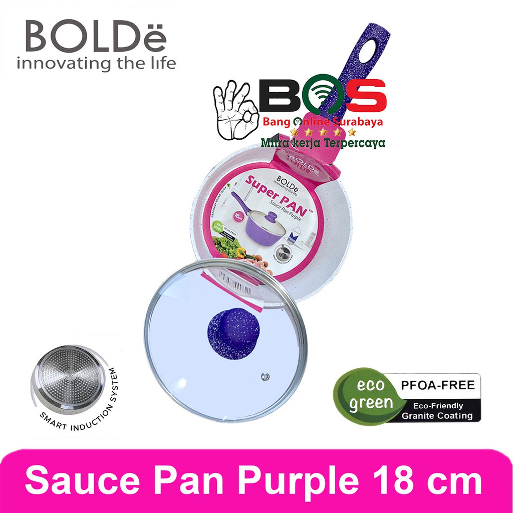 Bolde Sauce Pan Super Pan 18 CM Granite Beige Panci Susu Tutup Kaca