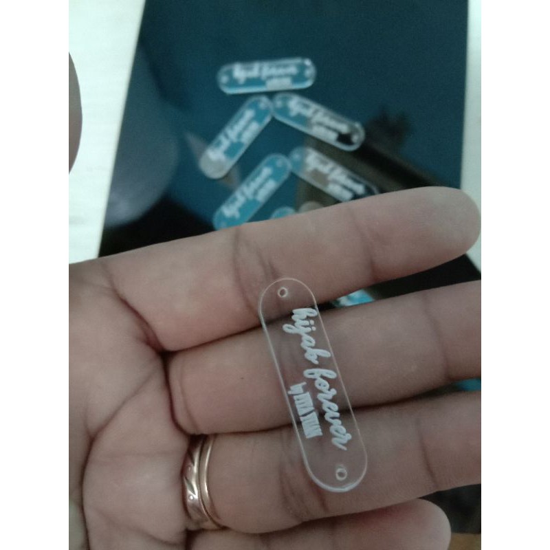 Label Hijab akrilik , rebranding hijab /baju / gamis /merk baju jilbab murah-Clear