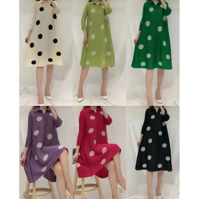 dress plisket premium / dress plisket polkadot / dress plisket kekinian / dress plisket leher V/ dre