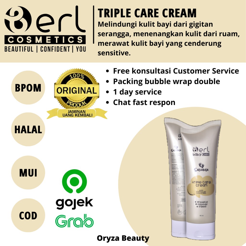 B ERL SALSABILA CREAM BAYI BABY CARE BERL TRIPLE CARE CREAM BABY CREAM PERAWATAN BAYI