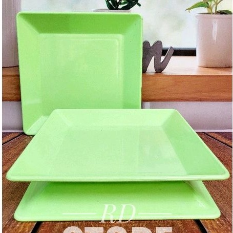 PROMO 3.PCS PIRING KOTAK PERSEGI POLOS BAHAN MELAMINE WARE TEBAL ANTI PANAS