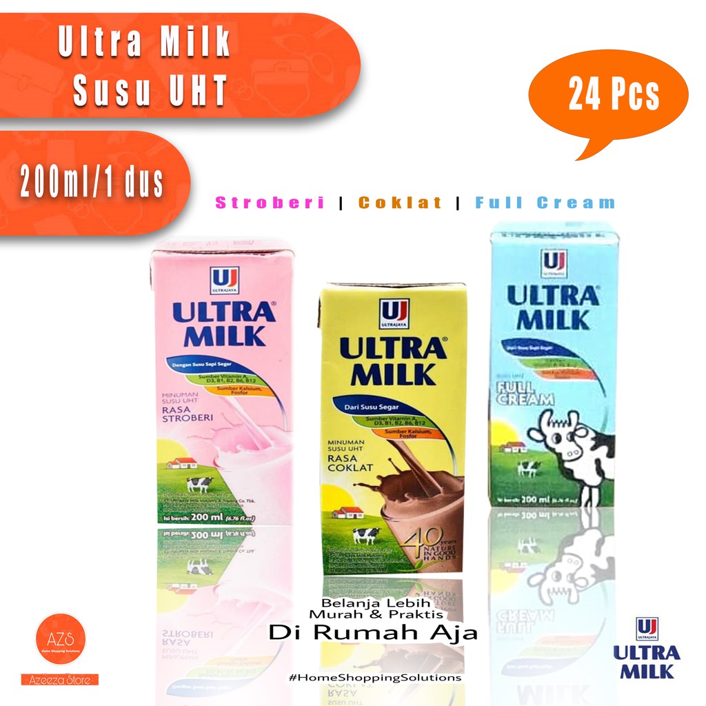 

Ultra Milk Susu UHT Stroberi 200ml Isi 24 Pcs / Susu Stroberi / Susu Coklat / Susu FullCream