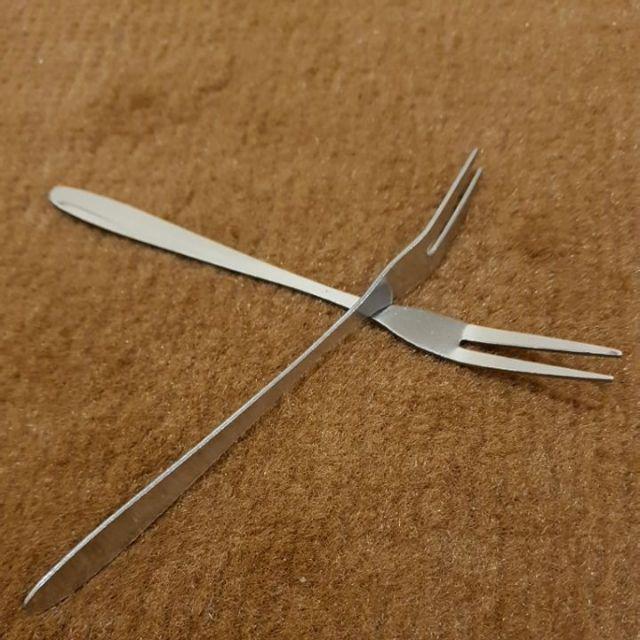 [bayar Di Tempat]garpu Dengan Gagang Panjang Ganda Bahan Stainless Steel Untuk Makan Malam