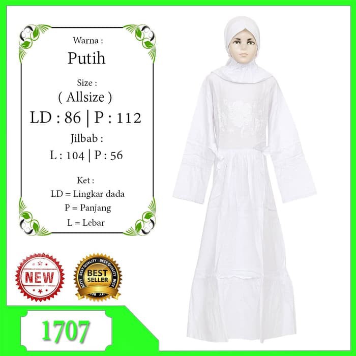 gamis anak muslimah katun putih anak SD