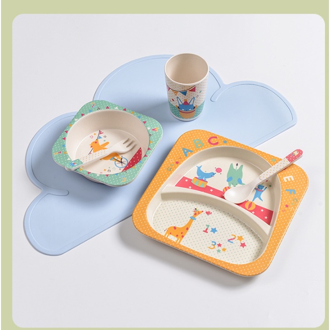 Set Alat Makan Anak 5 In 1 Variasi Desain Karakter Lucu Bahan Import - YOYOSOO