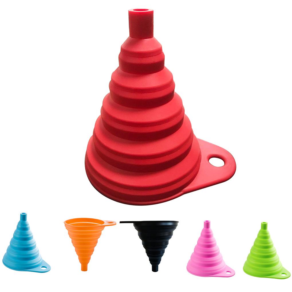 Collapsible Funnel Silicone Foldable Botol Air Dapur Minyak Cairan Bubuk Transfer Funnel Pink