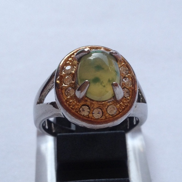 Cincin Wanita Batu Natural Idocrase Bio Solar Aceh Akik Sungai Dareh Lumut Pucuk Pisang Ring Rhodium