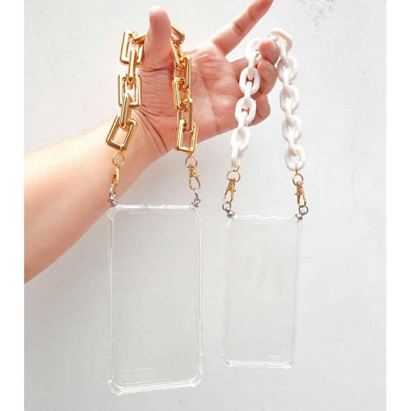 Casing Tali Rantai Iphone emas putih tenteng hand shoulder chain casing