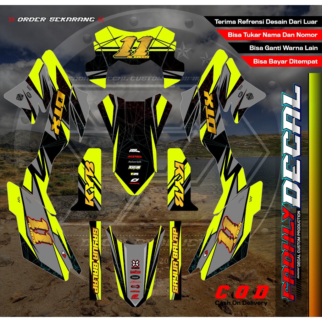 Decal KLX Dtracker New Kuning Stabilo Keren Sticker Fullbody