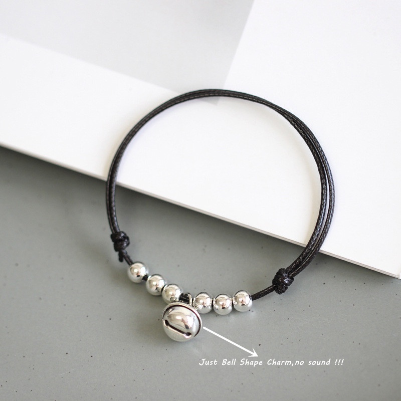 Magic789 2PCs / Set Gelang Tangan Tali Hitam Aksen Manik-Manik + Bintang + Smile Untuk Pasangan / Pria / Wanita