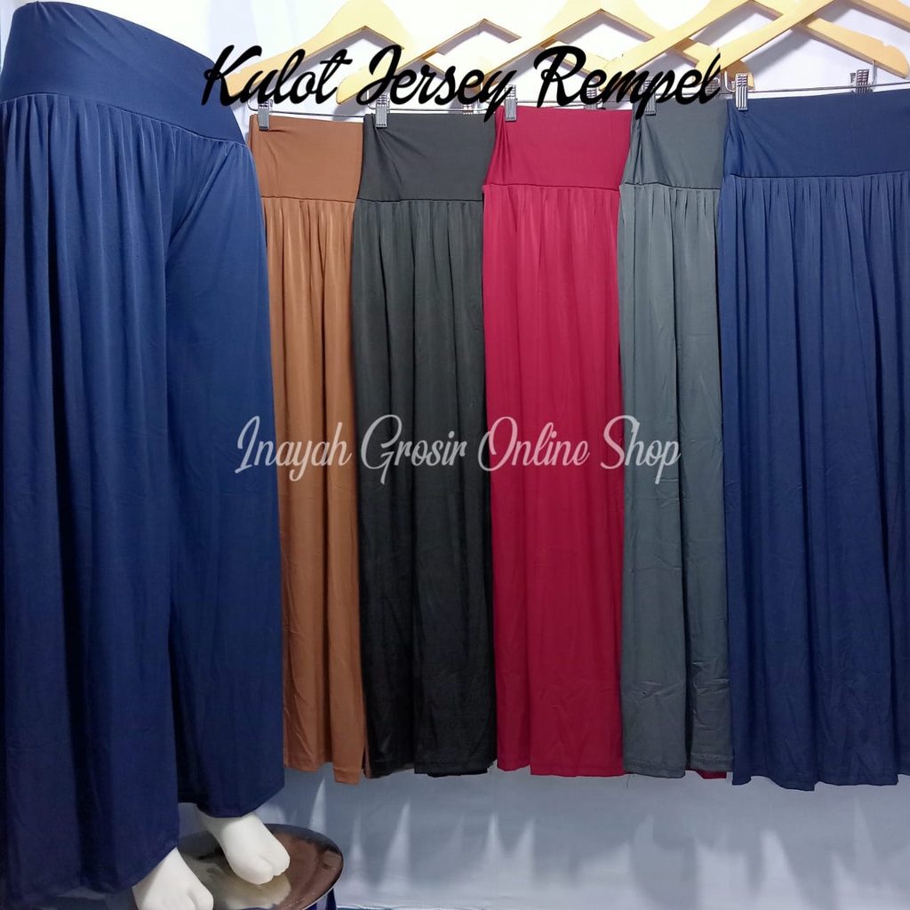 Inayah - Celana kulot jersey rempel - celana murah berkualitas - kulot jersey model Highwaist