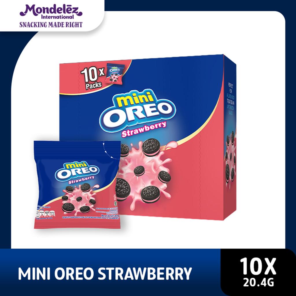 Promo Harga Oreo Mini Biskuit Sandwich Strawberry 20 gr - Shopee