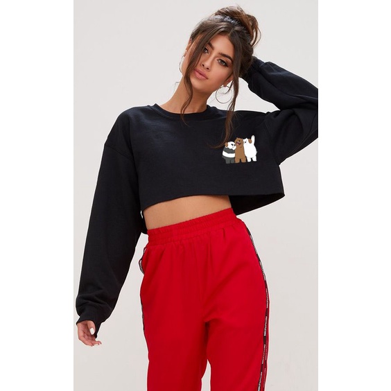 Clothing May - Sweater Crop Sweater Bear Bears Sweater Distro Croptop Atasan Krop Top Wanita Cewek Viral