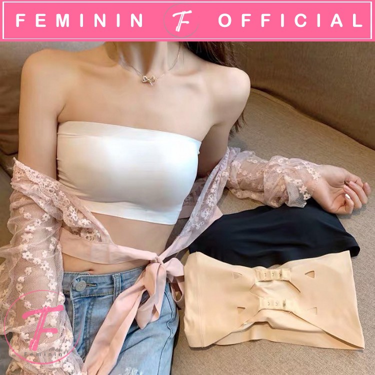 Feminin Bra Kemben Ice Silk BH Strapless Bandeau Import Quality