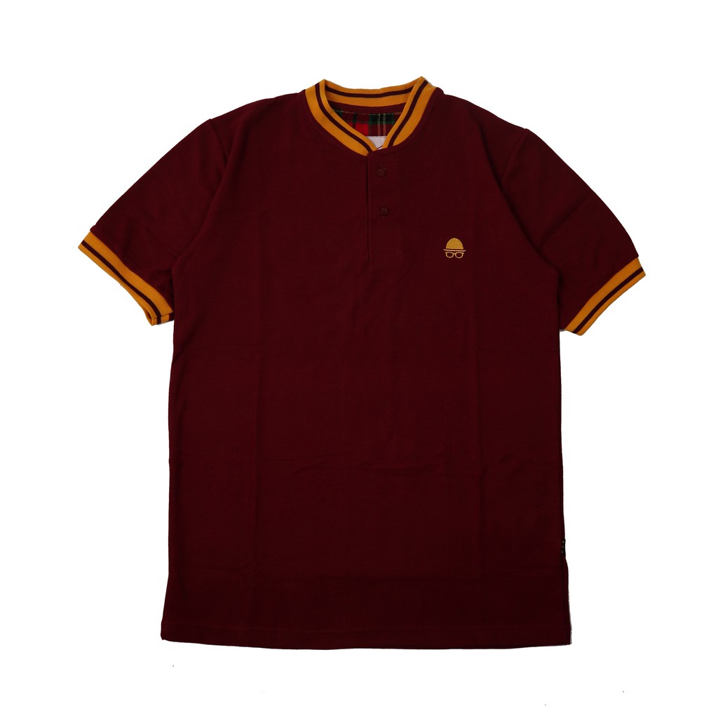 POLO SHIRT KAOS POLO PAKAIAN PRIA MERAH MARUN BOMBER COLLAR OTL