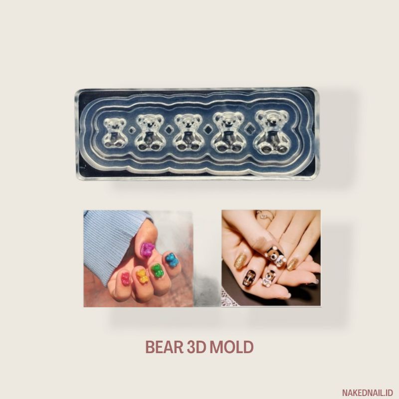 DIY MOLD 3D cetakan akrilik nail art beruang silicone mold 3D nail art nailart nailgel