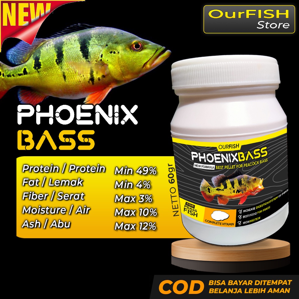 OURFISH - Pakan Ikan Pbass Peacock Bass Phoenix Pelet Makanan Mono Orinoco Temensis Azul Kelberi Xingu