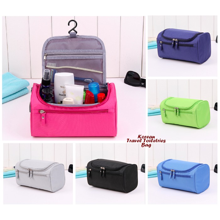 Travelmate Korean Storage Travel Wash Bag / Toiletry &amp; Cosmetic Bag / Tas Kosmetik Side Strap