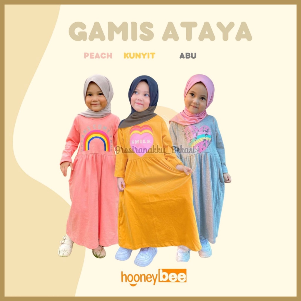 Gamis Kaos Anak Ataya Hooneybee Mix Warna 2-10Th