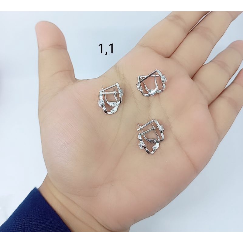 anting perak asli S925/anting jepit mp1 ukir/ perhiasan perak 925 lapis emas