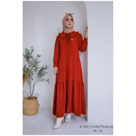 Gamis prada by diana fashion merah marun maroon syari maxi wanita ukuran size xl ld110 mewah cantik