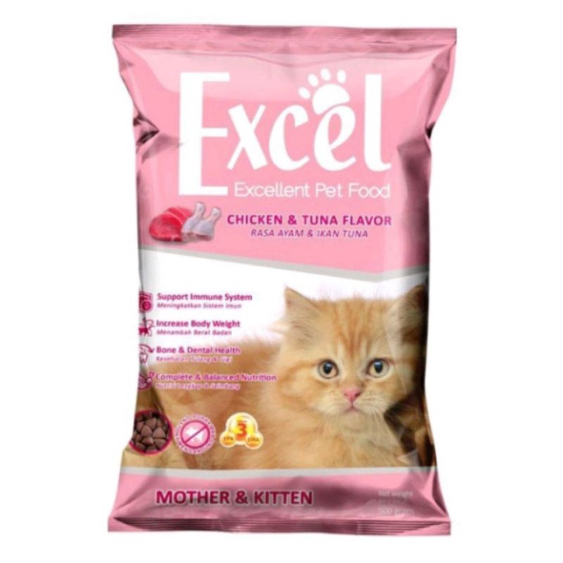 Excel Kitten &amp; Mother 500gr Makanan Kucing Frespack/Makanan Induk Kucing dan Anak